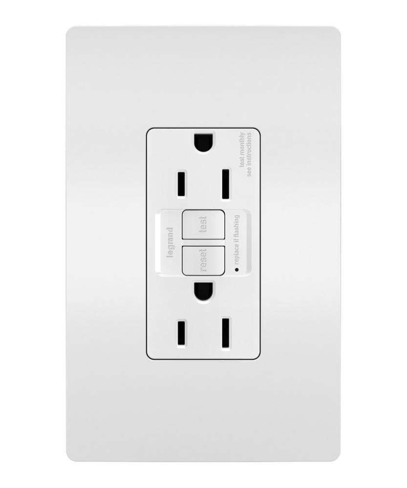 radiant? Spec Grade 15A Tamper Resistant Self Test GFCI Receptacle, White