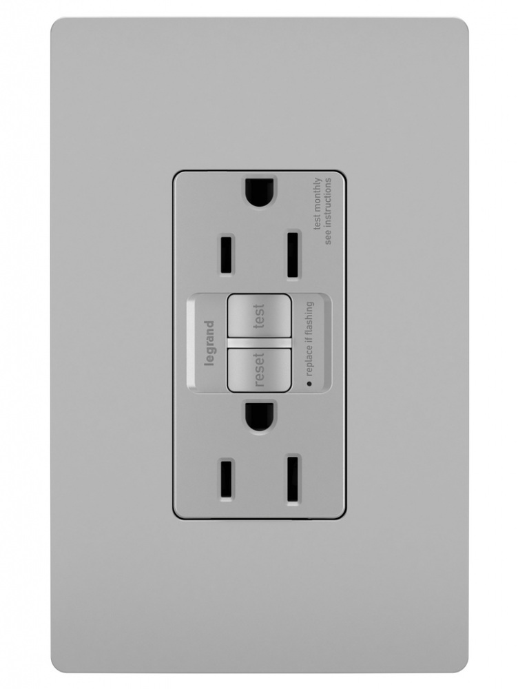 radiant? Spec Grade 15A Self Test GFCI Receptacle, Gray