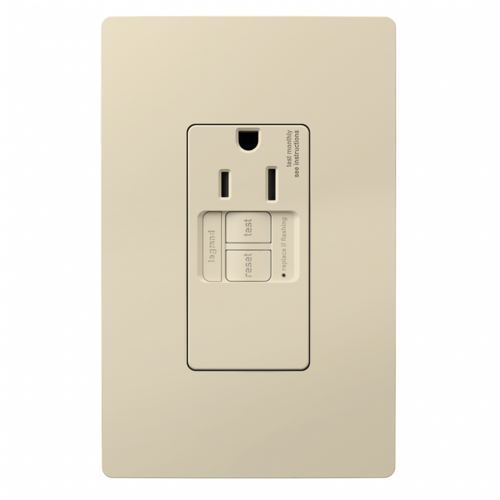 radiant? Tamper-Resistant 15A Simplex Self-Test GFCI Receptacles with SafeLock? Protection, Light