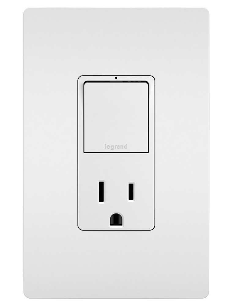 radiant? Single Pole/3-Way Switch with 15A Tamper-Resistant Outlet, White