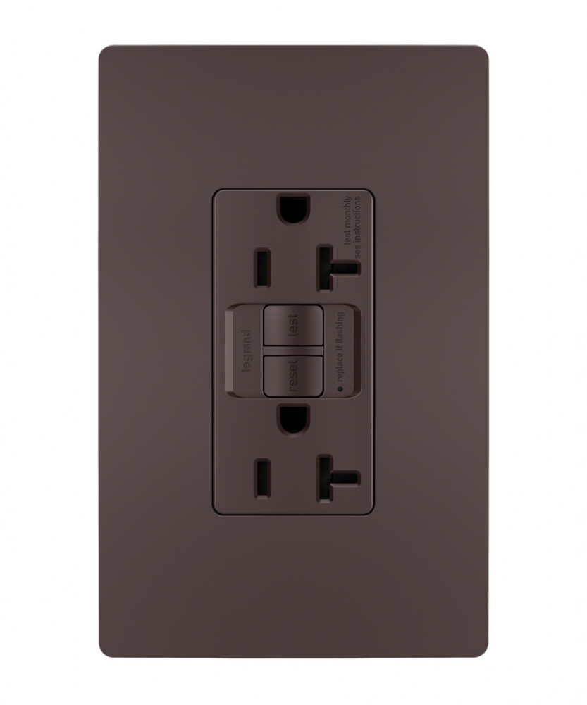 radiant® Tamper-Resistant 20A Duplex Self-Test GFCI Receptacle with SafeLock® Protection, Dark Bronz