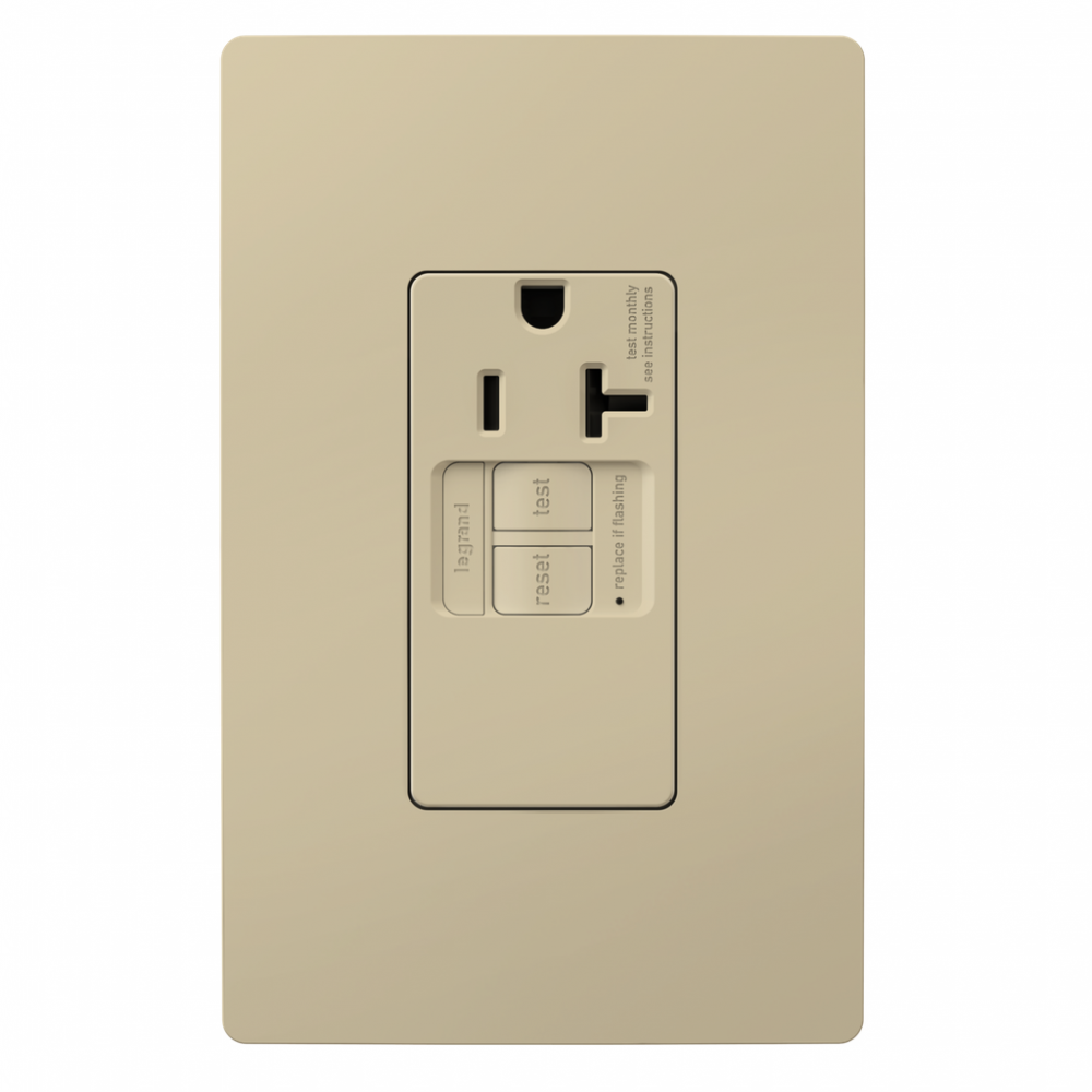 radiant? 20A Tamper-Resistant Self-Test Simplex GFCI Outlet, Ivory