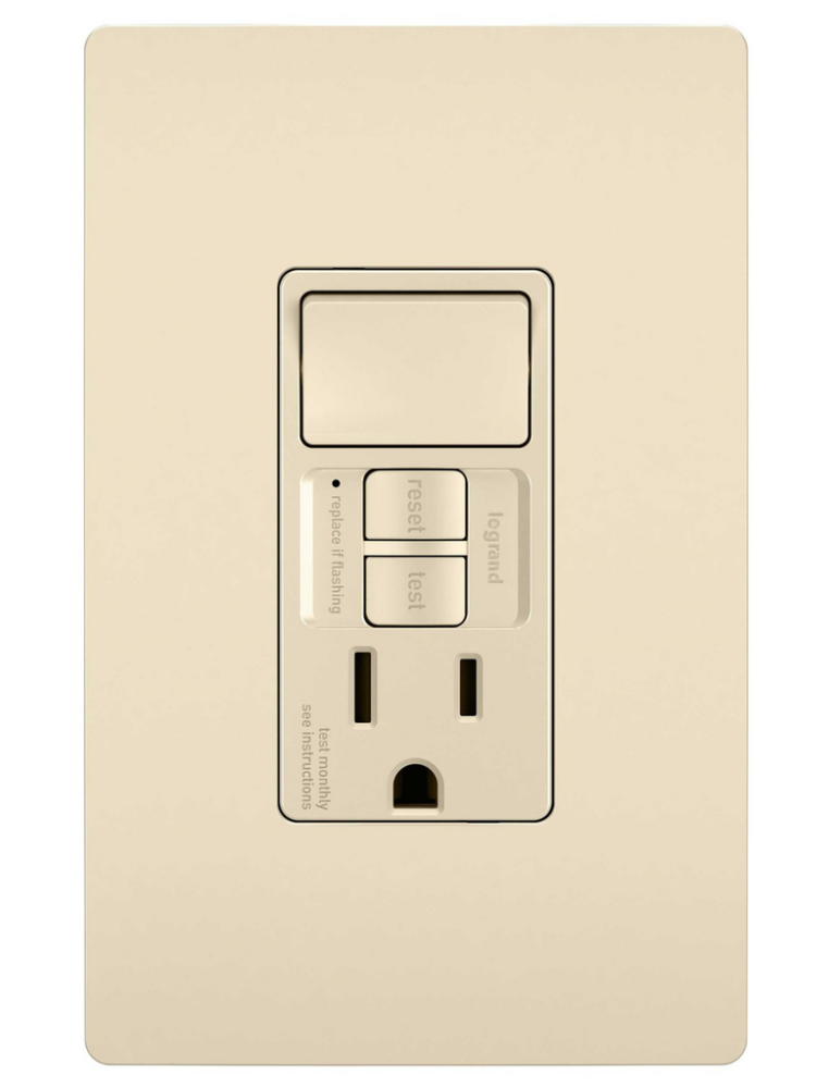 radiant? Single Pole Switch with Tamper Resistant Self Test GFCI Outlet, Light Almond