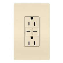 Legrand Radiant R26USBCC6LACCV4 - radiant? 15A Tamper-Resistant Ultra-Fast USB Type C/C Outlet, Light Almond (4 pack)