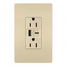 Legrand Radiant R26USBAC6I - radiant® 15A Tamper-Resistant Ultra-Fast USB Type A/C Outlet, Ivory (10 pack)