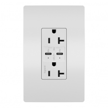 Legrand Radiant TR20USBPDW - radiant® 20A Tamper Resistant Ultra Fast PLUS Power Delivery USB Type C/C Outlet, White