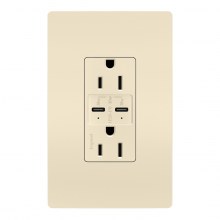 Legrand Radiant R26USBPDLA - radiant? 15A Tamper Resistant Ultra Fast PLUS Power Delivery USB Type C/C Outlet, Light Almond