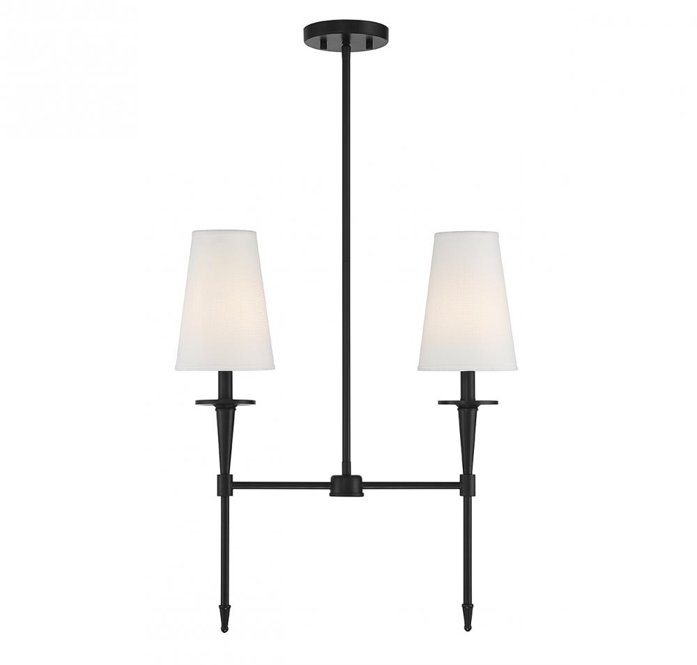 Trundle 2-Light Linear Chandelier in Matte Black