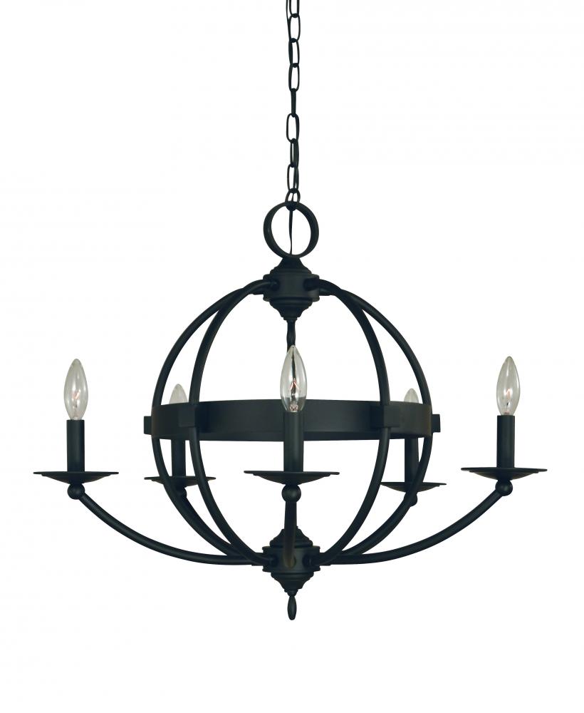 5-LIGHT MATTE BLACK AURORA CHANDELIER