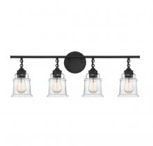 Lighting One US V6-L8-8055-4-BK - Fuller 4-Light Bathroom Vanity Light in Black