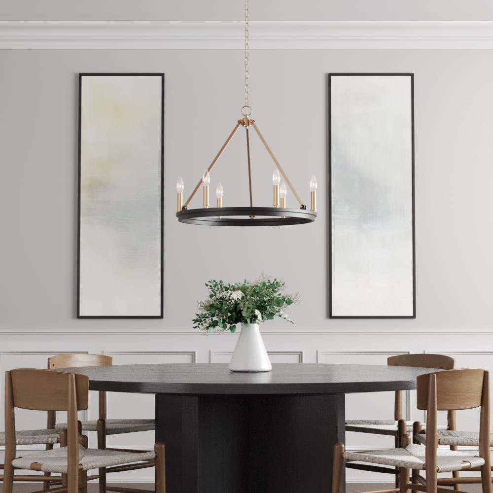 Carruth 5-Light Chandelier Ceiling Light Matte Black Modern Gold