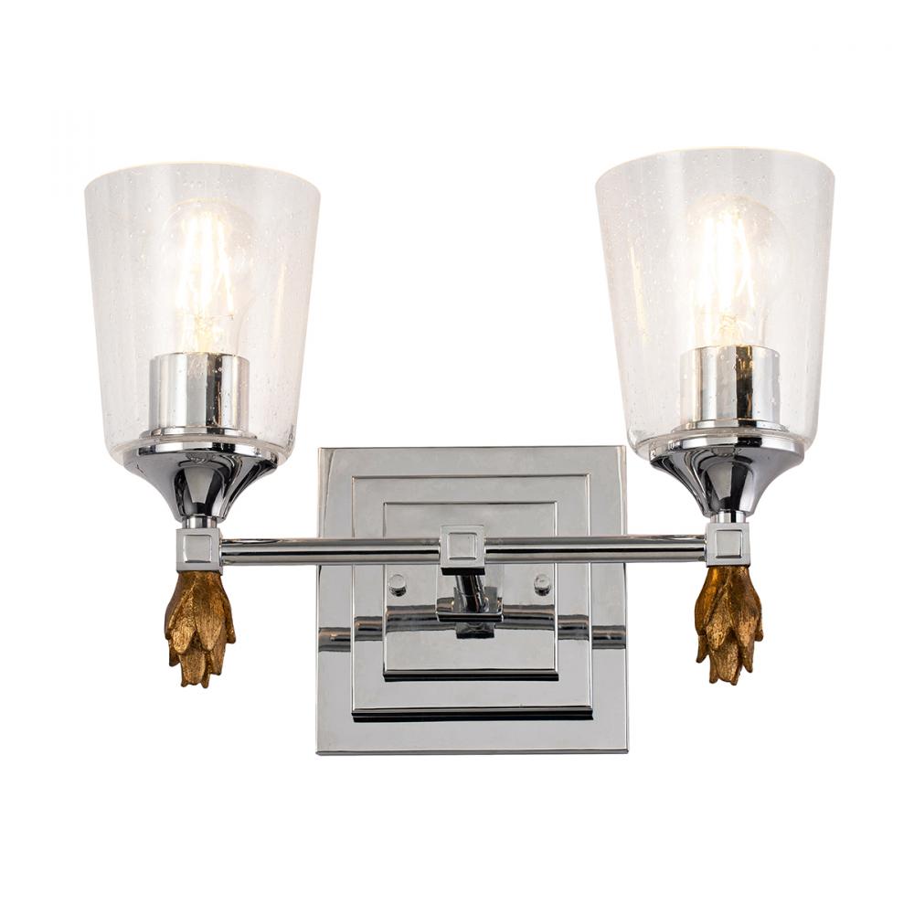 Vetiver 2 Light Vanity Light In Silver With Gold Accents