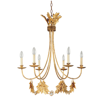 Lucas McKearn CH1159-6 - Sweet Olive French Rustic Metal and Crystal 6  Light Chandelier in Antiqued Gold