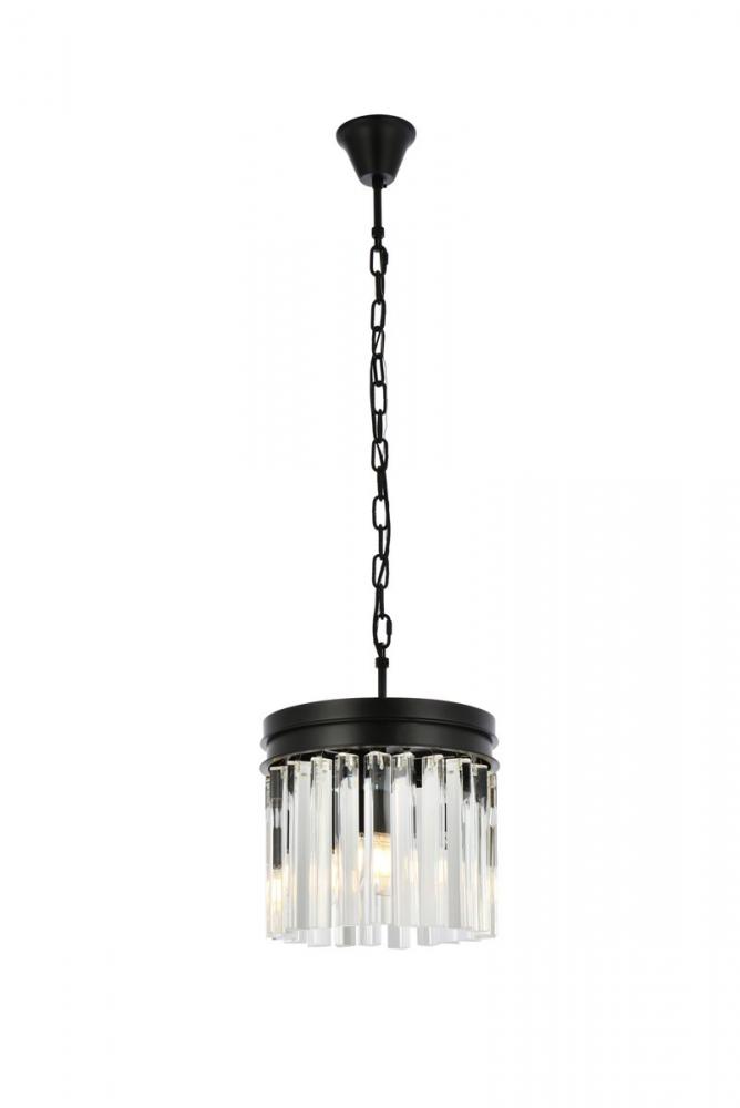 Sydney 3 Light Matte Black Pendant Clear Royal Cut Crystal