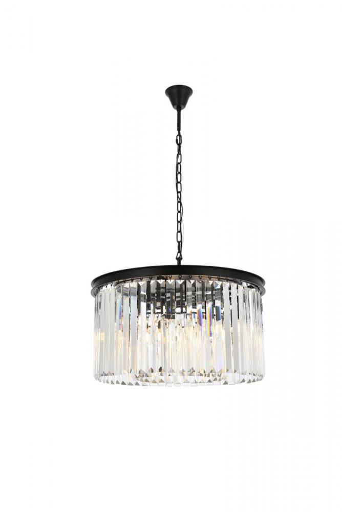 Sydney 8 Light Matte Black Chandelier Clear Royal Cut Crystal