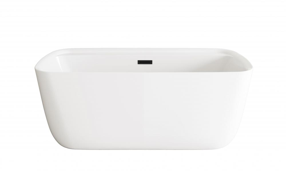 59 inch Soaking Bathtub in Glossy White with Matte Black Trim