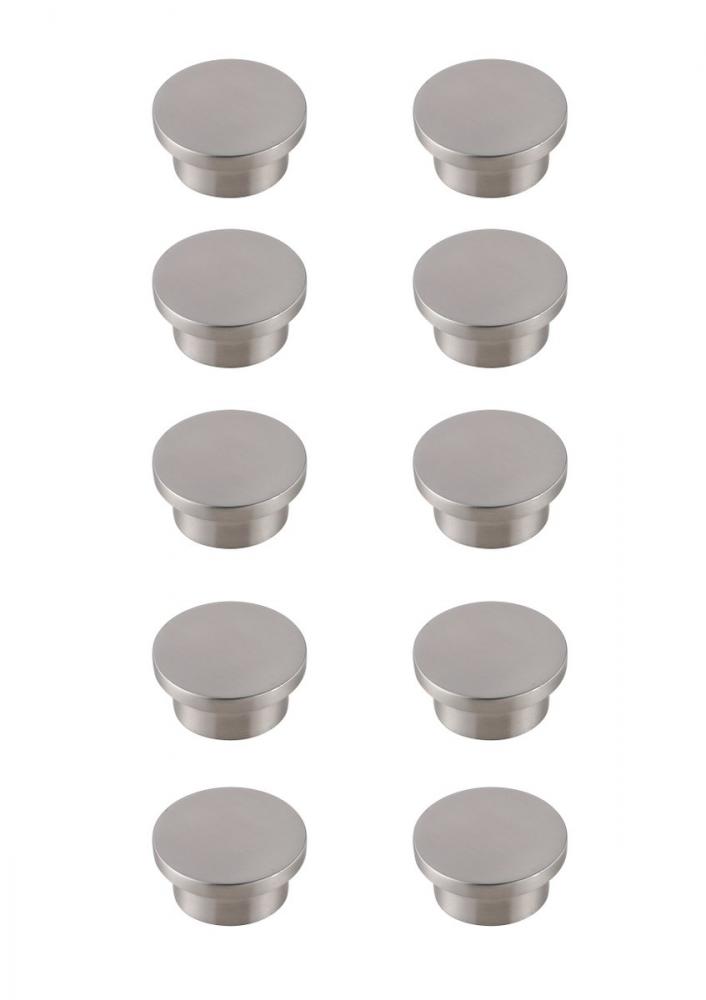 Trovon 1.6" Diameter Brushed Nickel Oversize Round Knob Multipack (Set of 10)