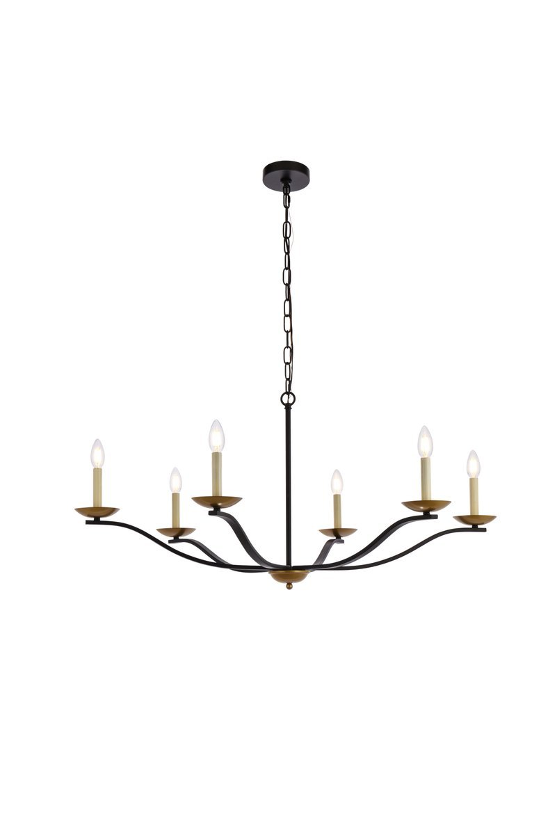 Trey 42 Inch Pendant in Black and Brass