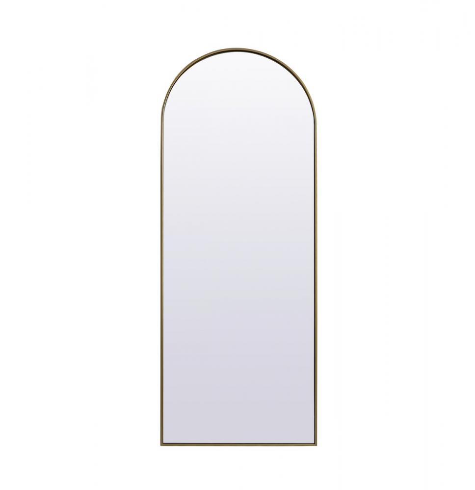 Metal Frame Arch Full Length Mirror 28x74 Inch in Brass