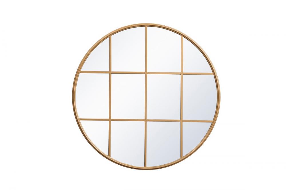 Metal Windowpane Mirror 36 Inchx36 Inch in Brass