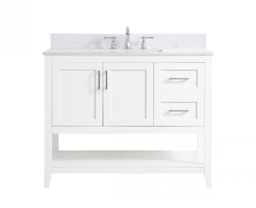 42 Inch Single Bathroom Vanity in White with Backsplash