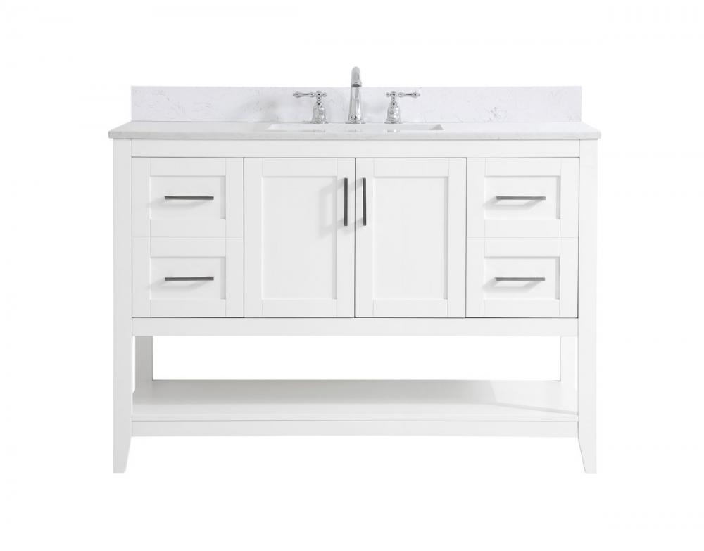 48 Inch Single Bathroom Vanity in White with Backsplash