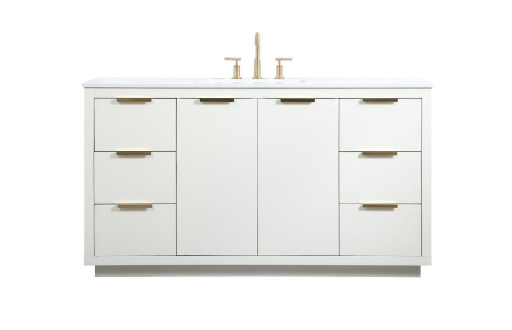 60 inch Single bathroom vanity in white