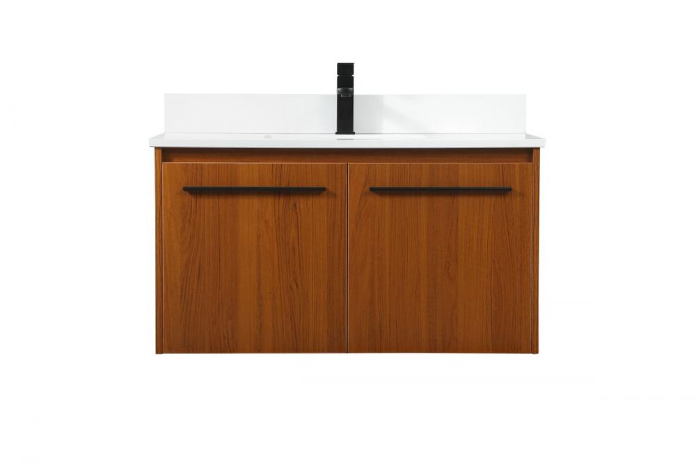 36 Inch Single Bathroom Vanity in Teak with Backsplash