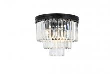 Elegant 1231F20MB/RC - Sydney 9 Light Matte Black Flush Mount Clear Royal Cut Crystal