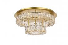 Elegant 3503F22L2G - Monroe 22 Inch LED Double Flush Mount in Gold