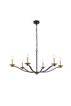 Elegant LD641D42BRK - Trey 42 Inch Pendant in Black and Brass