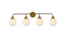 Elegant LD7036W38BR - Hanson 4 lights bath sconce in brass with frosted shade