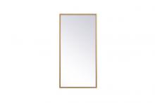 Elegant MR41428BR - Metal Frame Rectangle Mirror 14x28 Inch in Brass