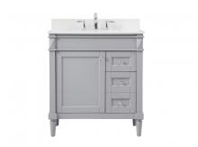 Elegant VF31832GR-BS - 32 Inch Single Bathroom Vanity in Grey with Backsplash