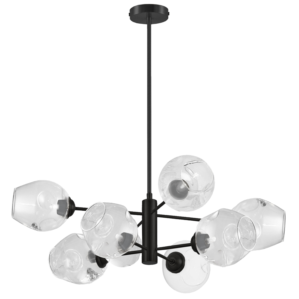 8LT Chandelier, MB w/ Clear Glass