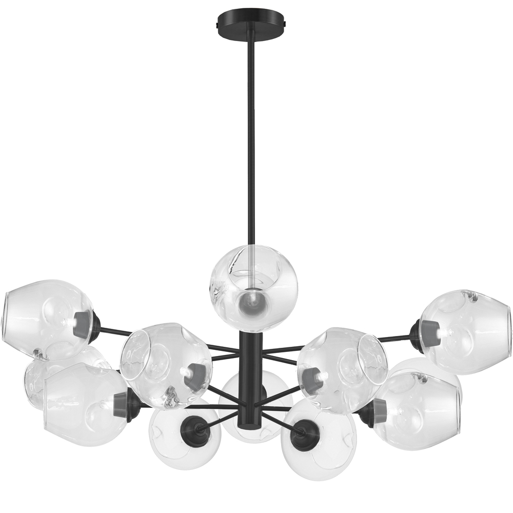 12LT Chandelier, MB w/ Clear Glass