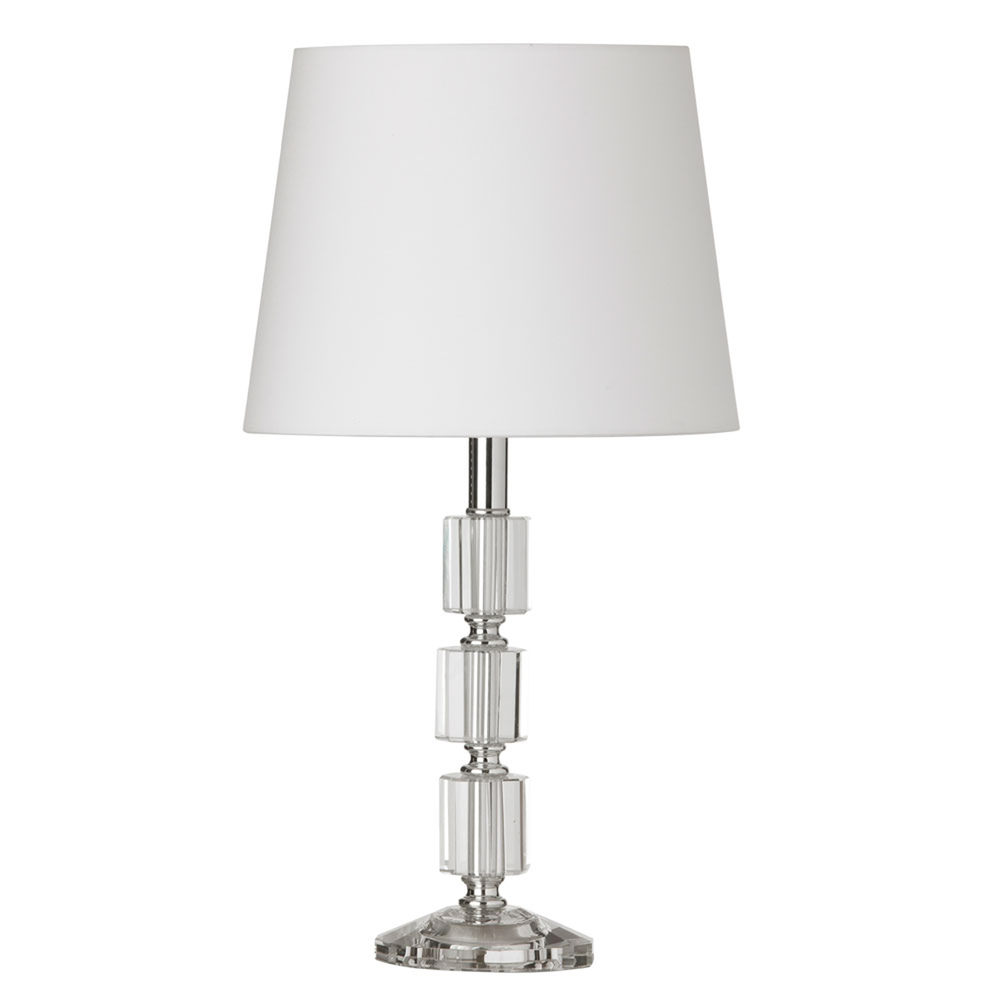 1LT Table Lamp 3Crystal column w/Wht Shd