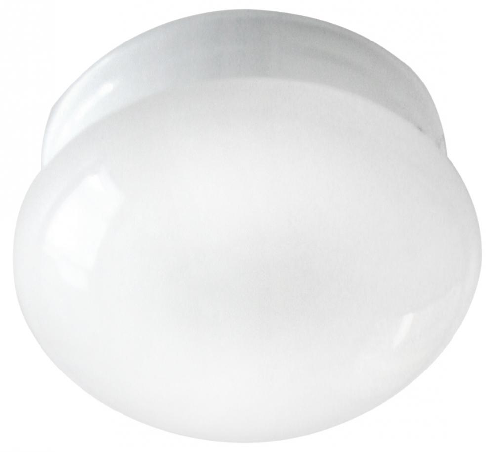 Fmount, 1 Bulb Flushmount, White Opal Glass, 60W Type A