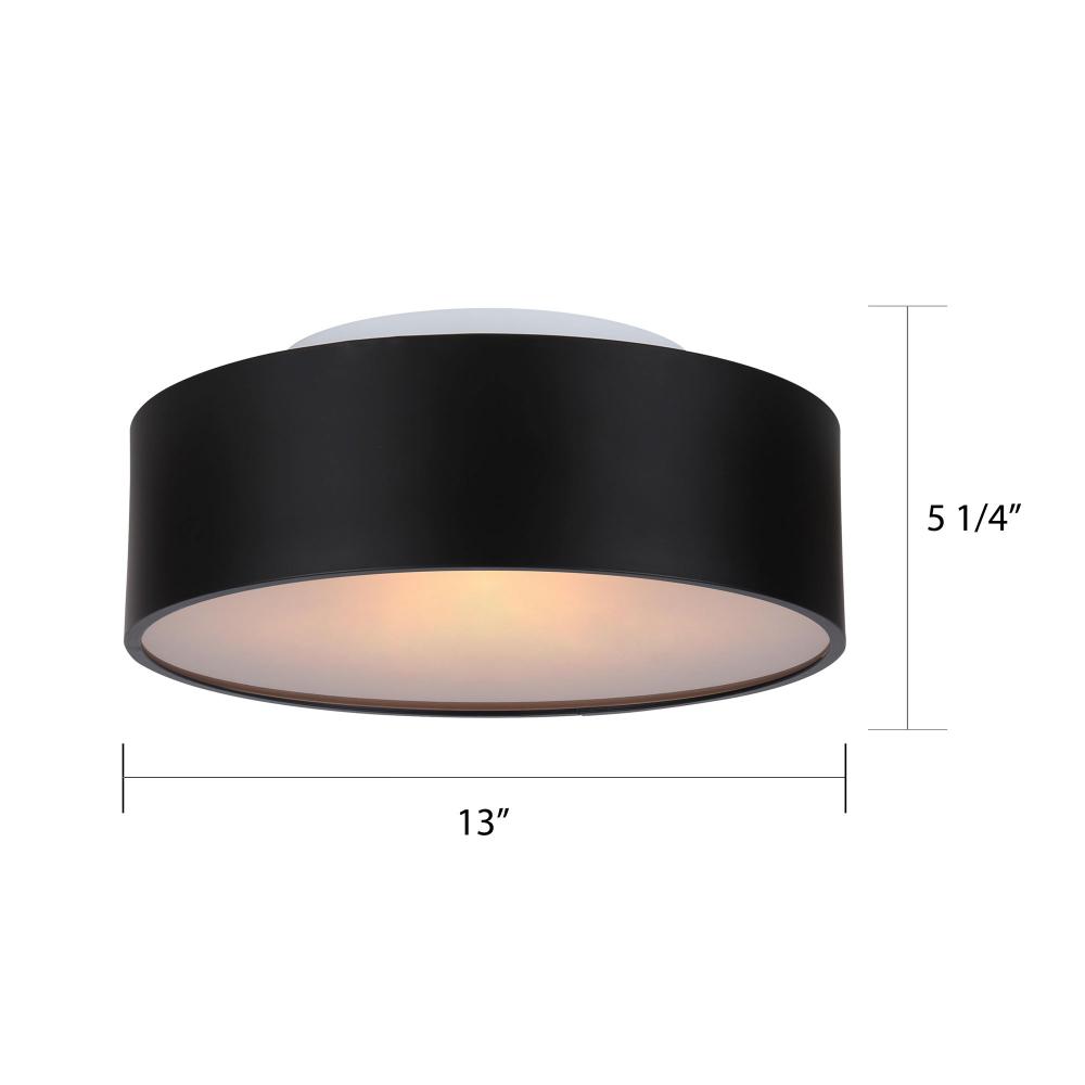 Dexter 2 Light Flush Mount, Black Finish