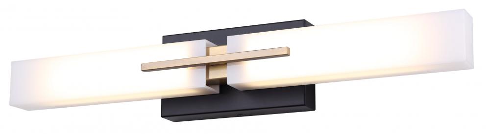 HAZEL 24 in. 2 Light Matte Black and Gold Integrated LED Vanity Light