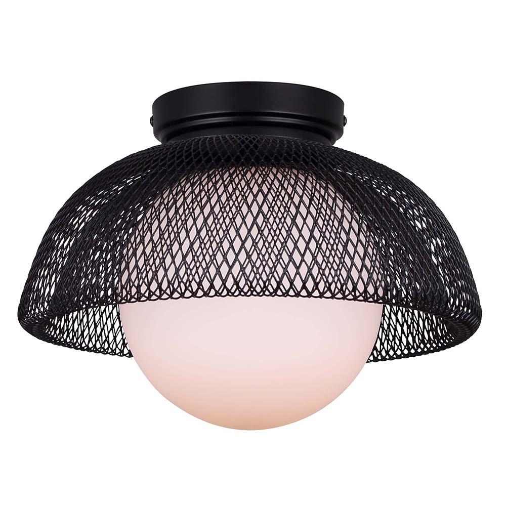 Emerich 60-Watt 1 Light Matte Black Modern Pendant with Flat Opal Glass Shade