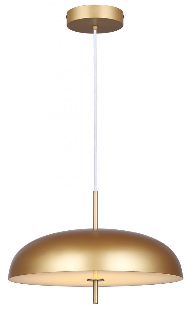 KELVIN 1 Light Integrated LED Gold Contemporary Pendant with Gold Glass Shade