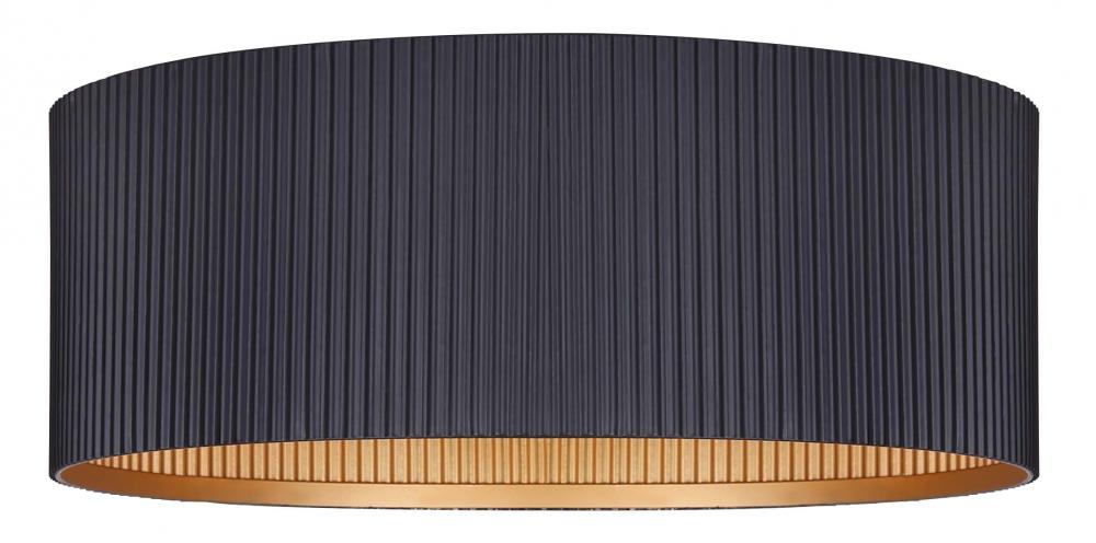 Rexton 13.875 in. 2-Lt 60-Watt Modern Matte Black Flush Mount with Matte Black and Gold Metal Shade