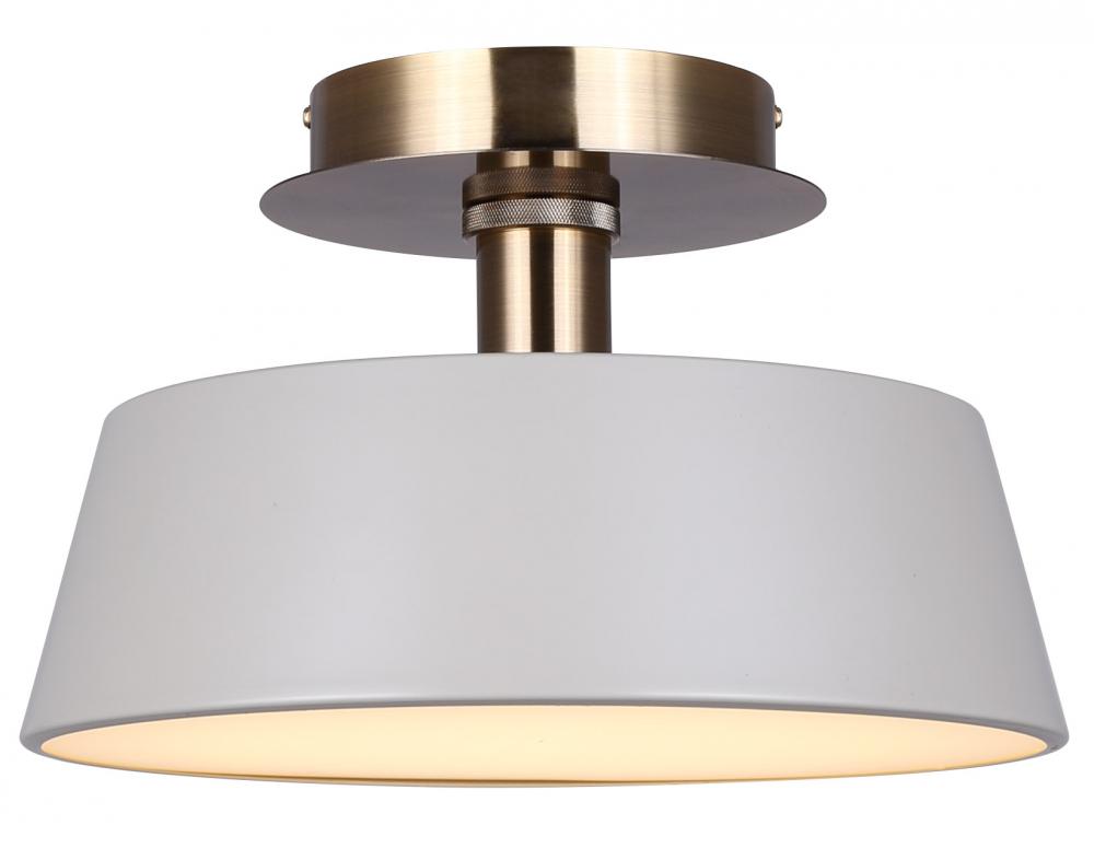 Jessa 12.75 in. 1 Lt Integrated LED Matte Gray and Gold Transitional Flush Mount w/ Gray Metal Shade