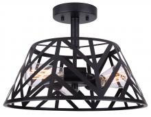 Canarm ISF635B03BK - Maud 15.75 in. 3-Light 60-Watt Modern Matte Black Semi-Flush Mount with Black Metal Shade