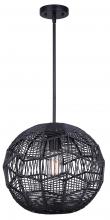 Canarm IPL2036B01BK - Leona 60-Watt 1 Light Matte Black Modern Pendant with Black Natural Rope Shade