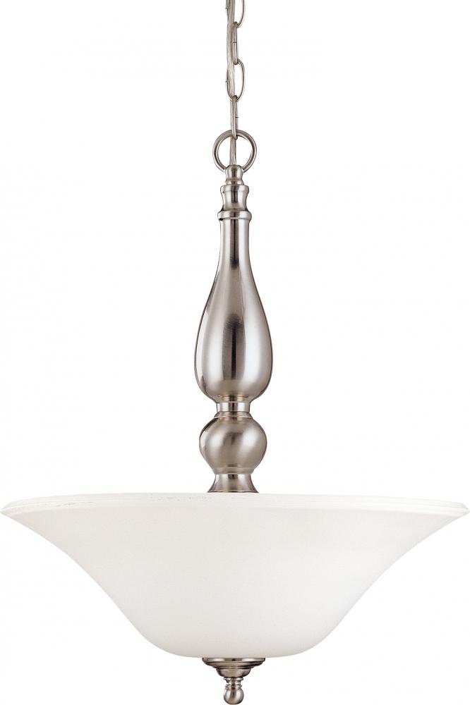 Dupont - 3 Light Pendant with Satin White Glass - Brushed Nickel Finish