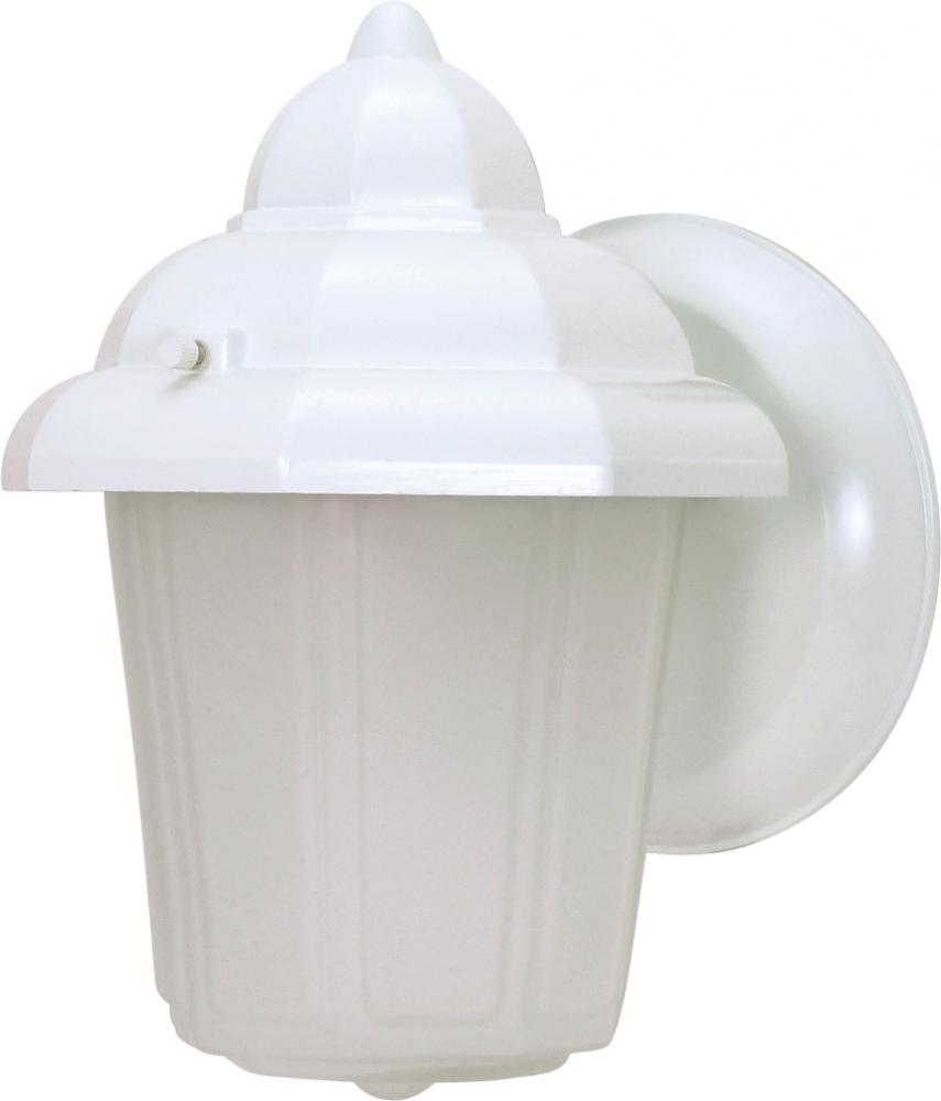 1 Light; 8-7/8 in.; Wall Lantern; Hood Lantern with Satin Frosted Glass; Color retail packaging