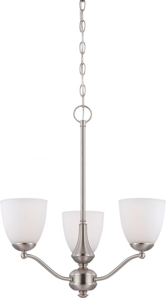 3-Light Chandelier in Brushed Nickel Finish and Frosted Glass