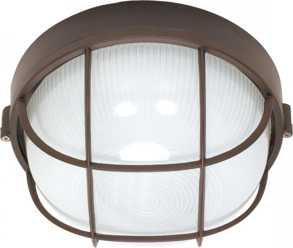 1 Light - 10'' Round Cage Bulkhead - Architectural Bronze Finish